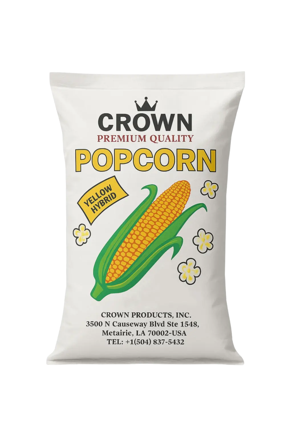 Popcorn Crown Butterfly USA 22.68kg kemasan putih dari PT Mawar Jaya