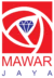 Logo resmi PT Mawar Jaya dengan simbol bunga mawar merah dan teks “Mawar Jaya”.