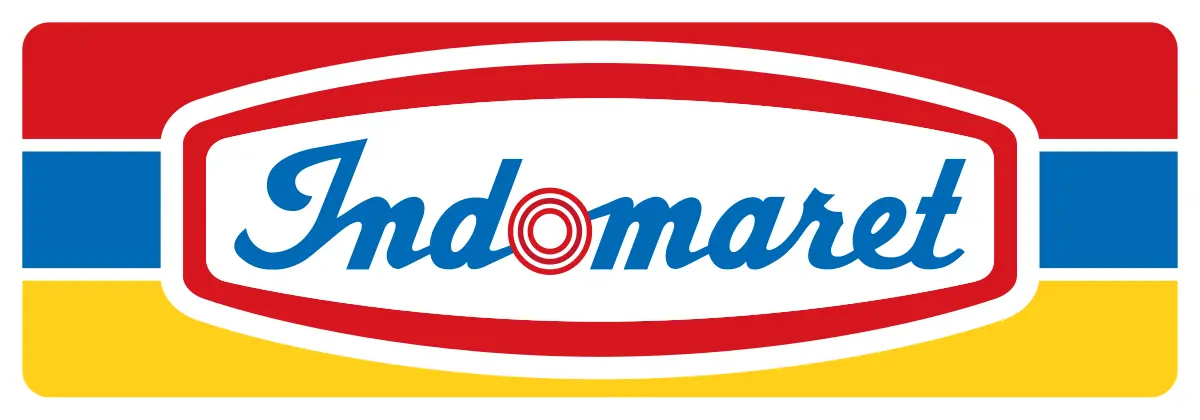 Logo Indomaret, mitra ritel PT Mawar Jaya untuk distribusi sembako di Indonesia.