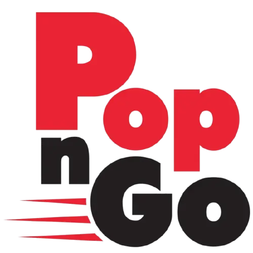 Logo Pop n Go, merek mitra camilan PT Mawar Jaya.